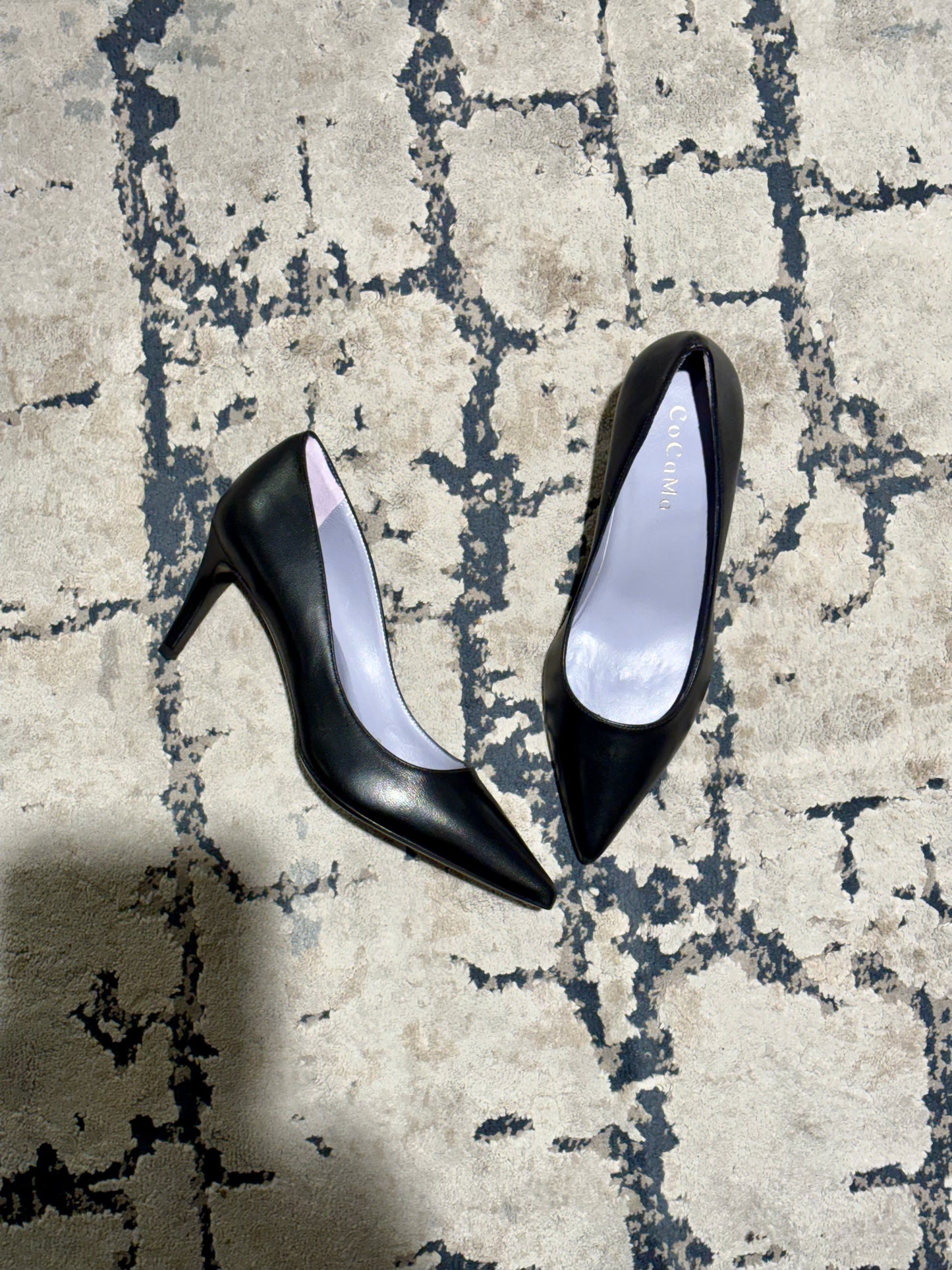 Décolleté classiche nere in pelle con tacco medico