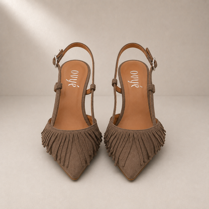 Slingback in Suede con Frange