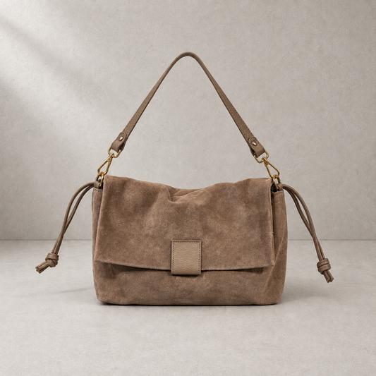 Borsa a spalla Nude con nodi laterali