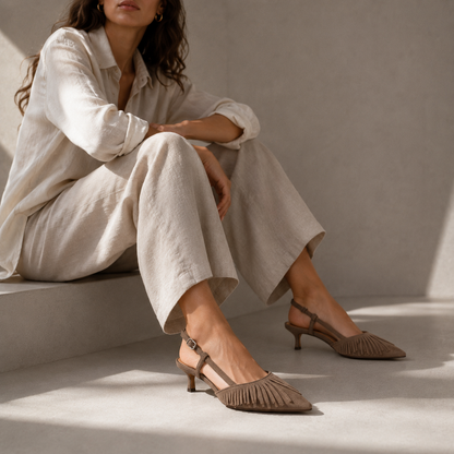 Slingback in Suede con Frange