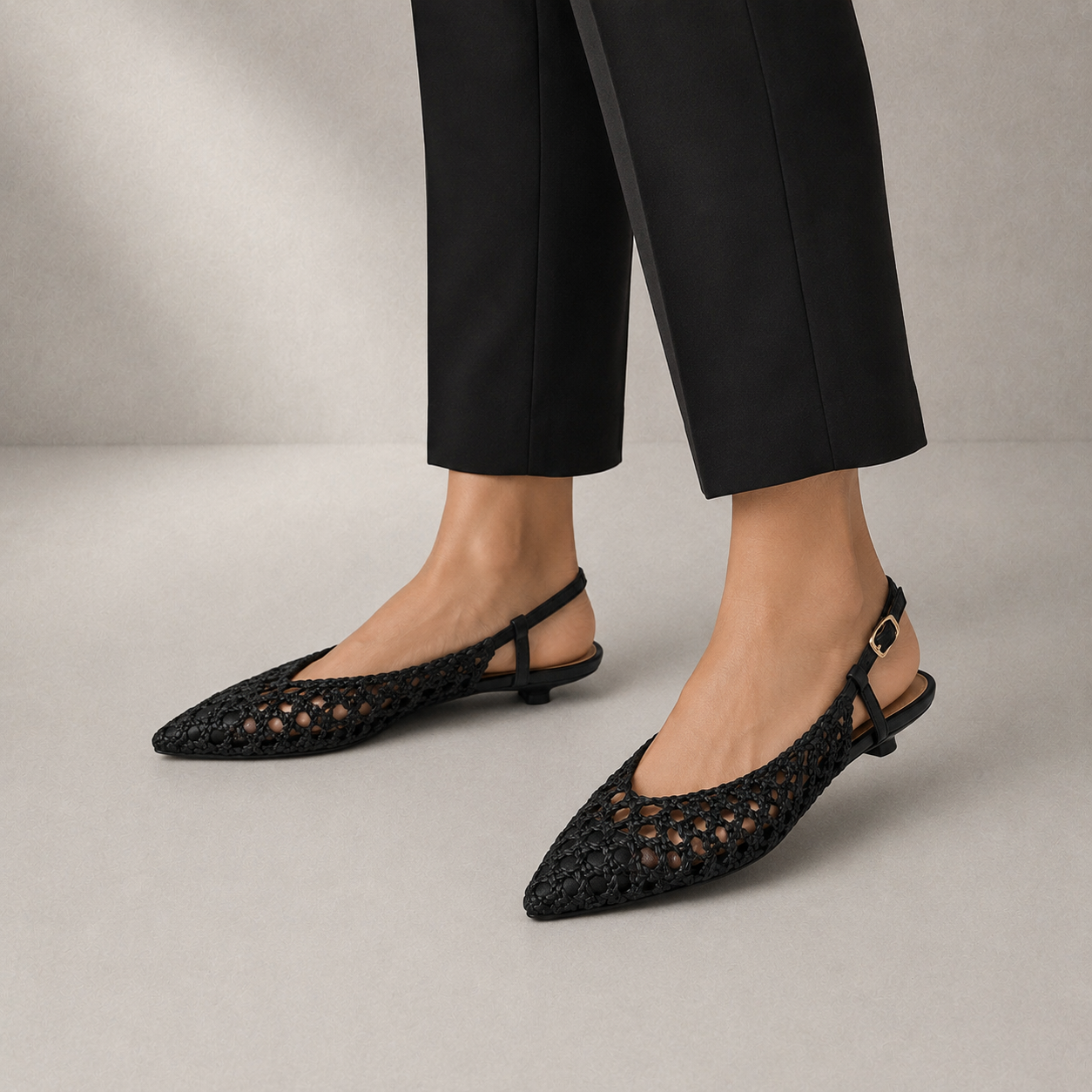 Slingback in Pelle Intrecciata