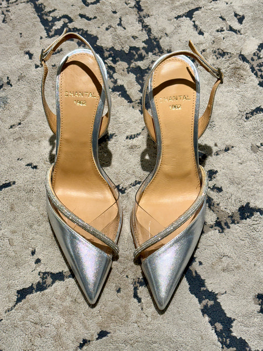 Slingback in argento