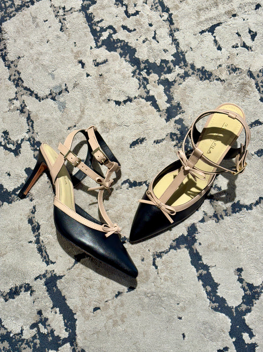 Décolleté in pelle bicolore