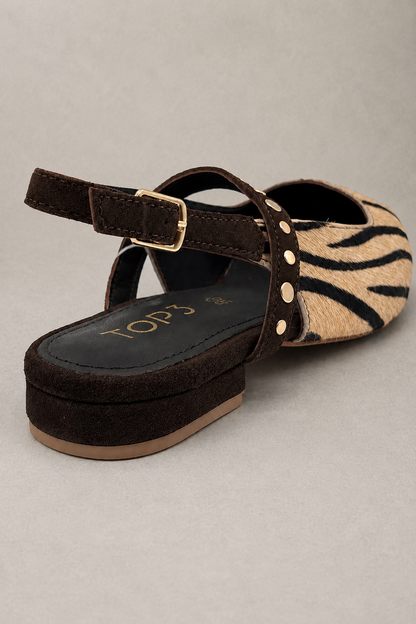 Slingback Savana Zebra con Borchie