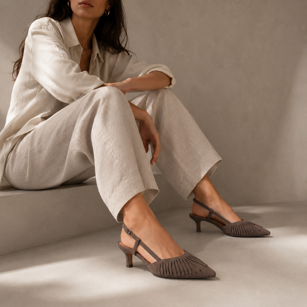 Slingback in Suede con Frange