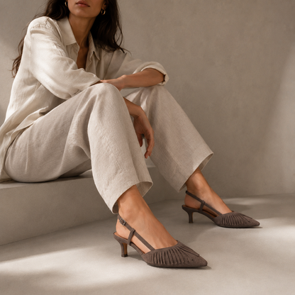 Slingback in Suede con Frange