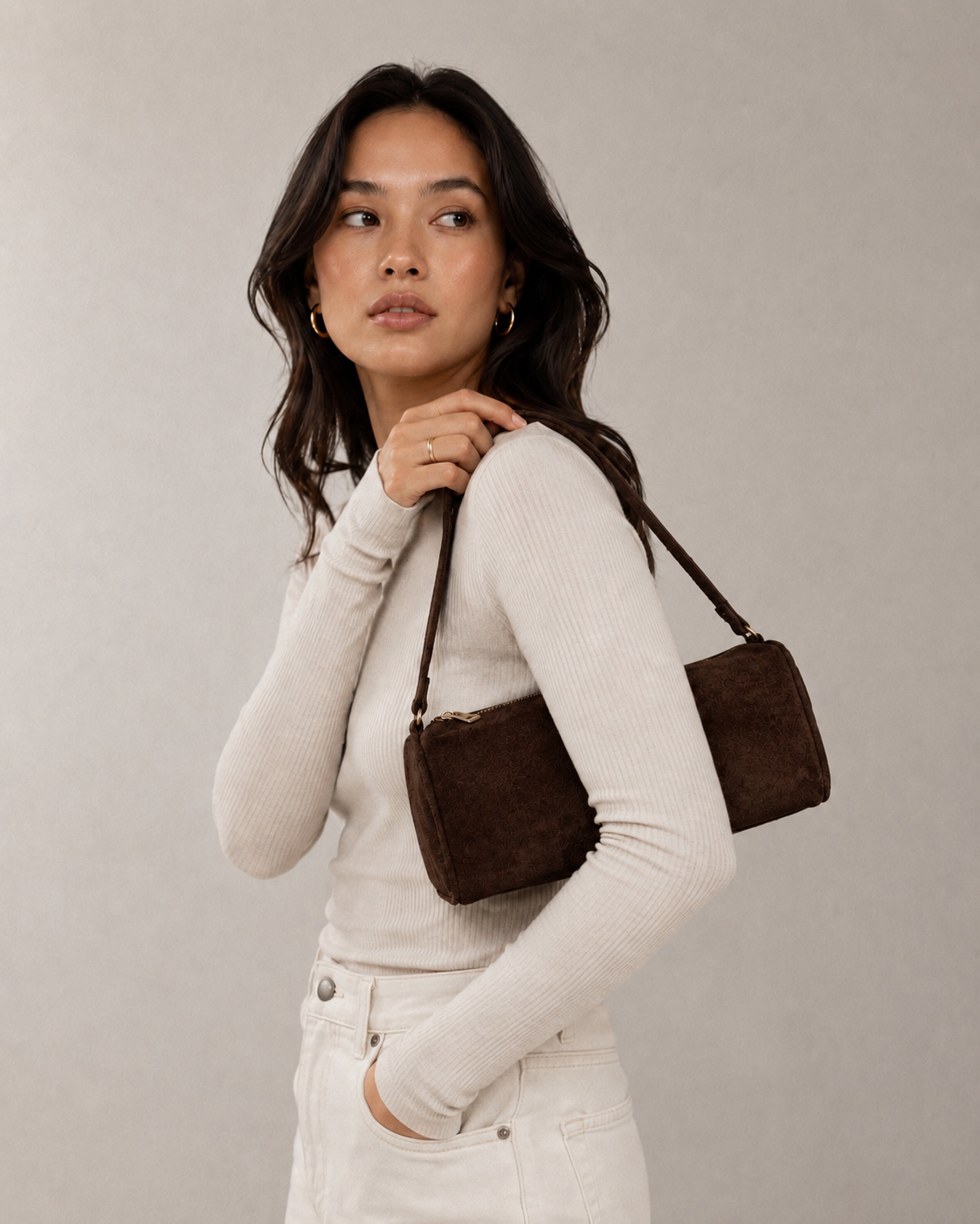 Borsa Baguette Camoscio