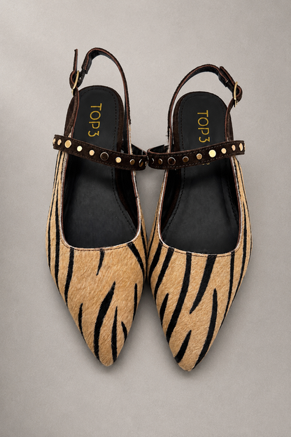 Slingback Savana Zebra con Borchie