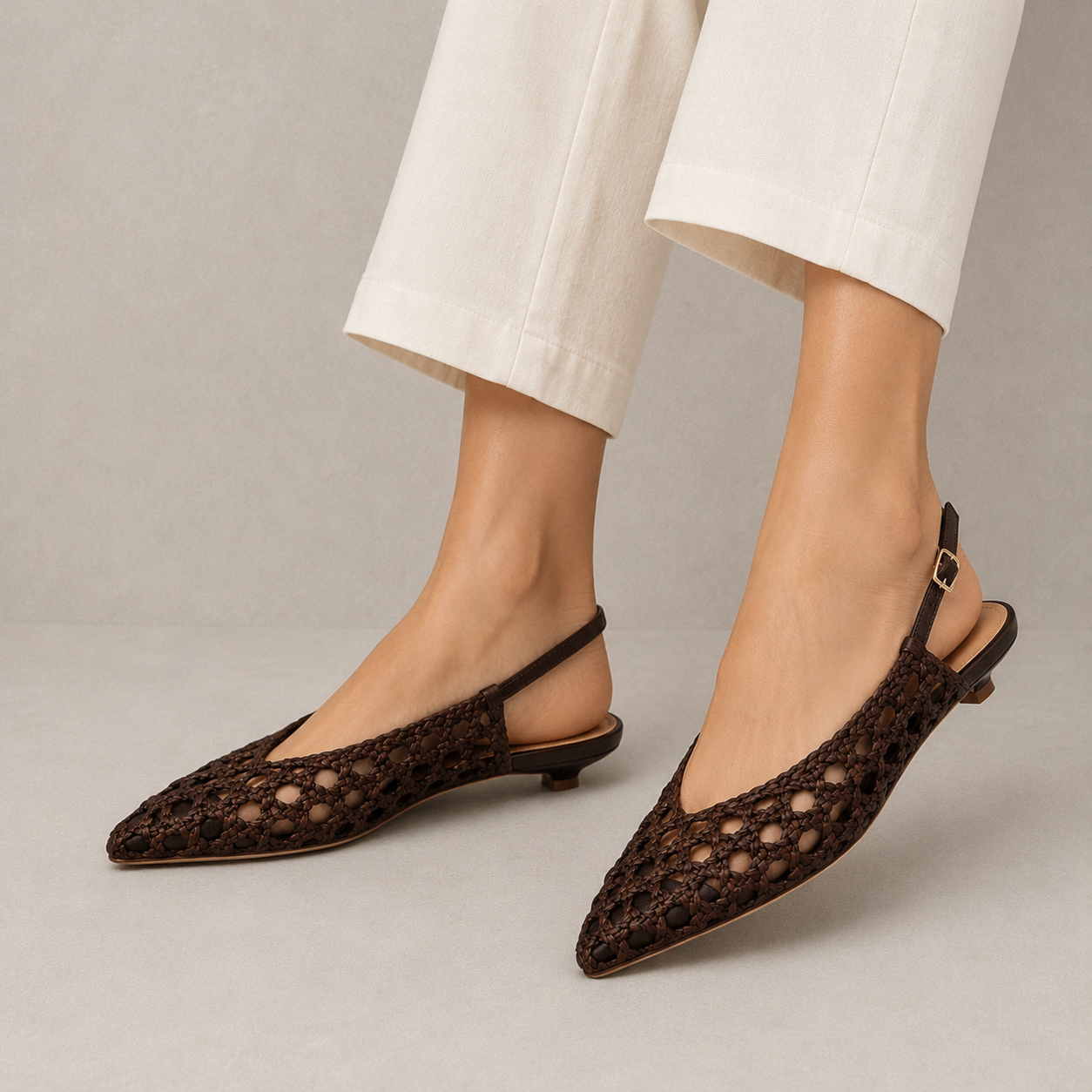 Slingback in Pelle Intrecciata