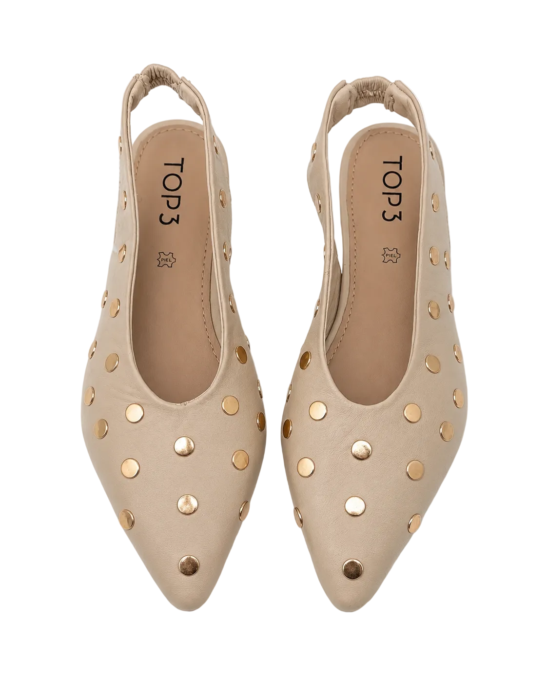 Slingback Beige con Borchie Oro