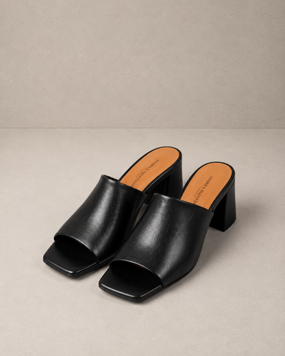 Mule Nera Tacco Largo