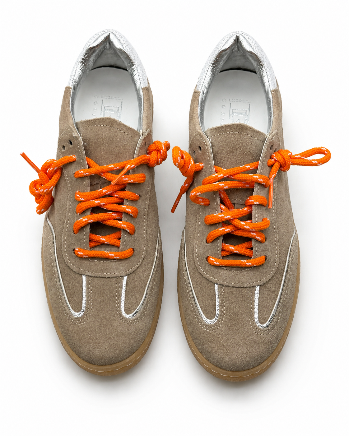 Sneakers in Suede con Profili a Contrasto