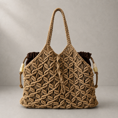 Borsa intrecciata con dettaglio gioiello