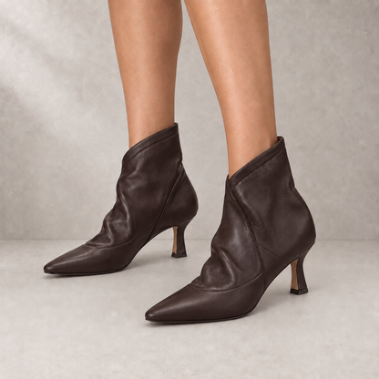 Stivaletto marrone in vera pelle