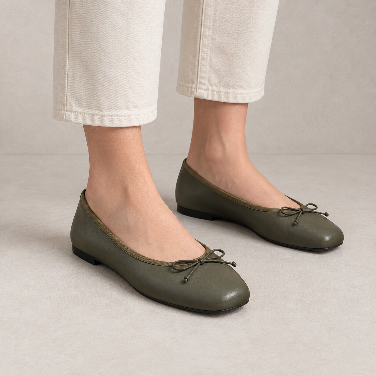 Ballerine in pelle Verde Oliva