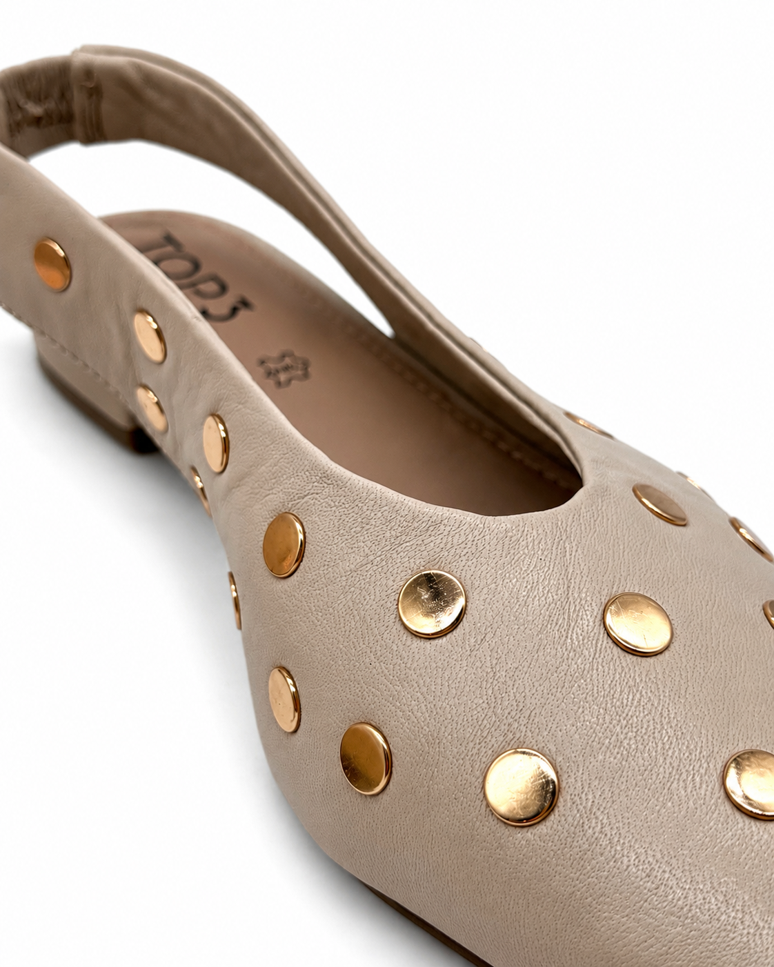 Slingback Beige con Borchie Oro