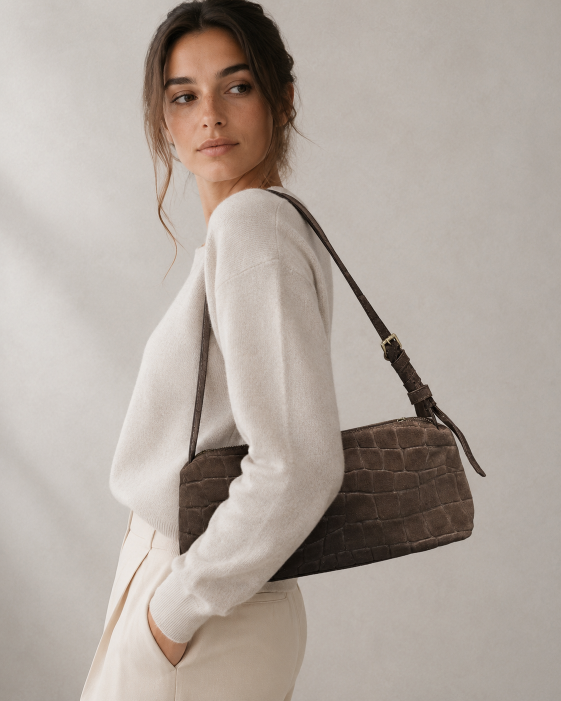 Borsa camoscio effetto pitone