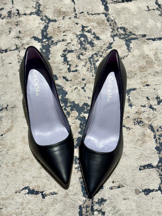 Décolleté classiche nere in pelle con tacco medico