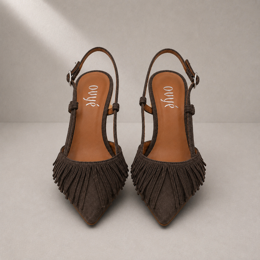Slingback in Suede con Frange