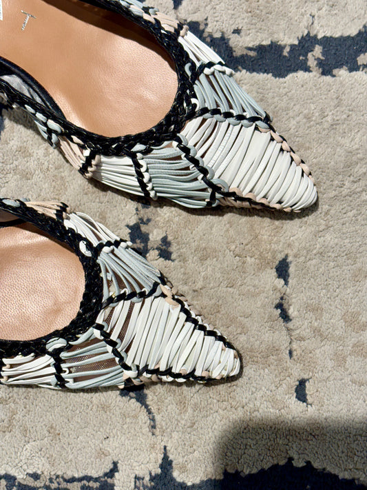 Slingback in pelle intrecciata