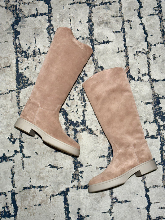 Stivale alto suede beige