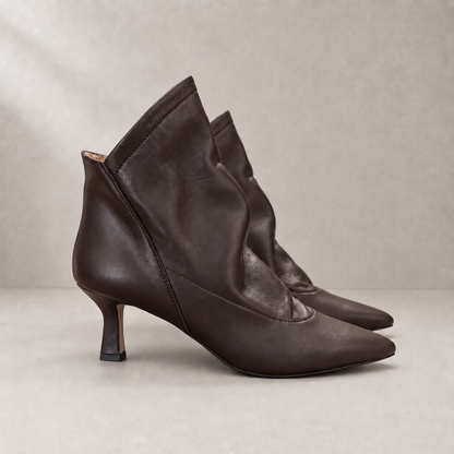 Stivaletto marrone in vera pelle