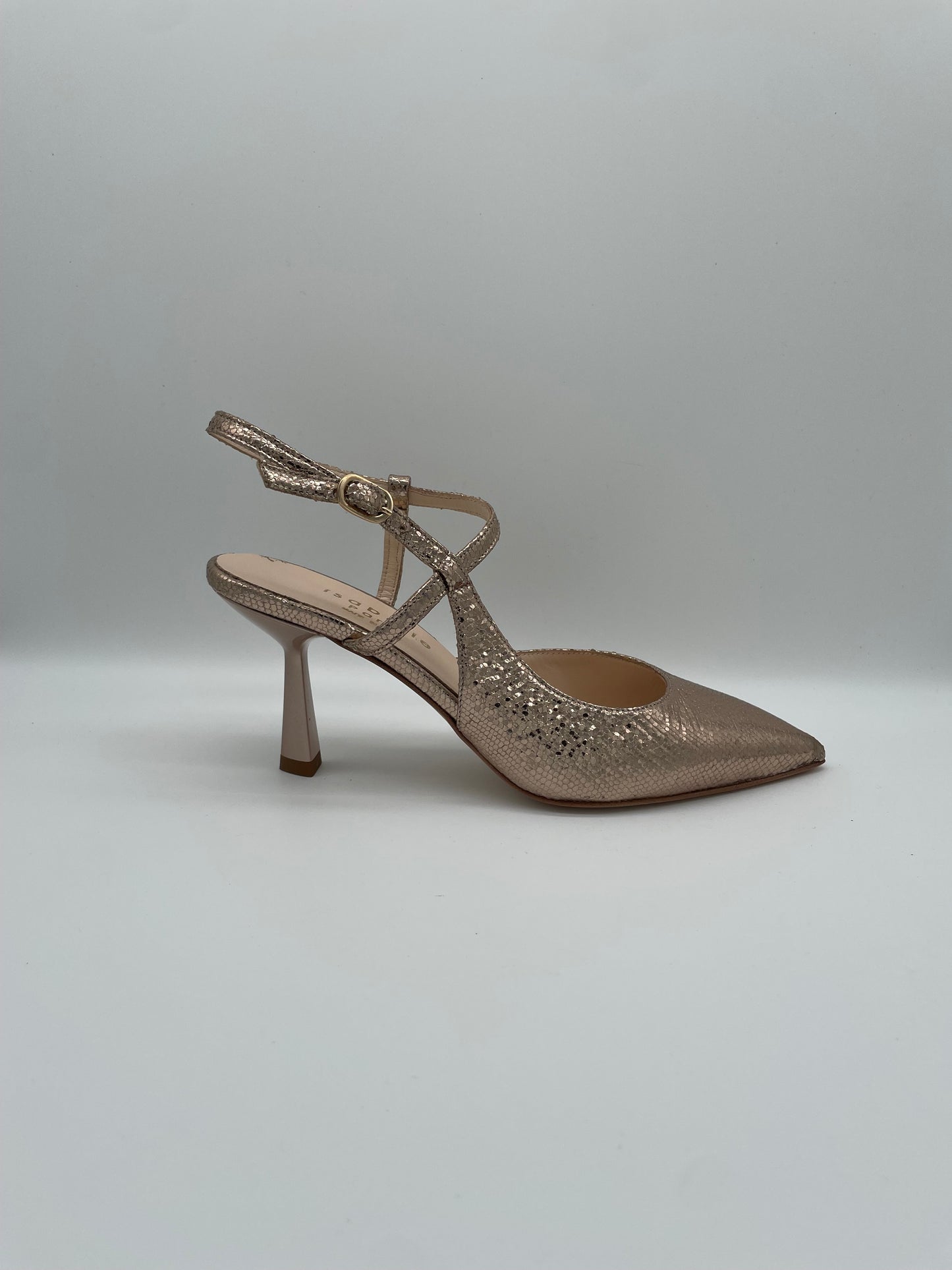 Slingback metallizzato in pelle