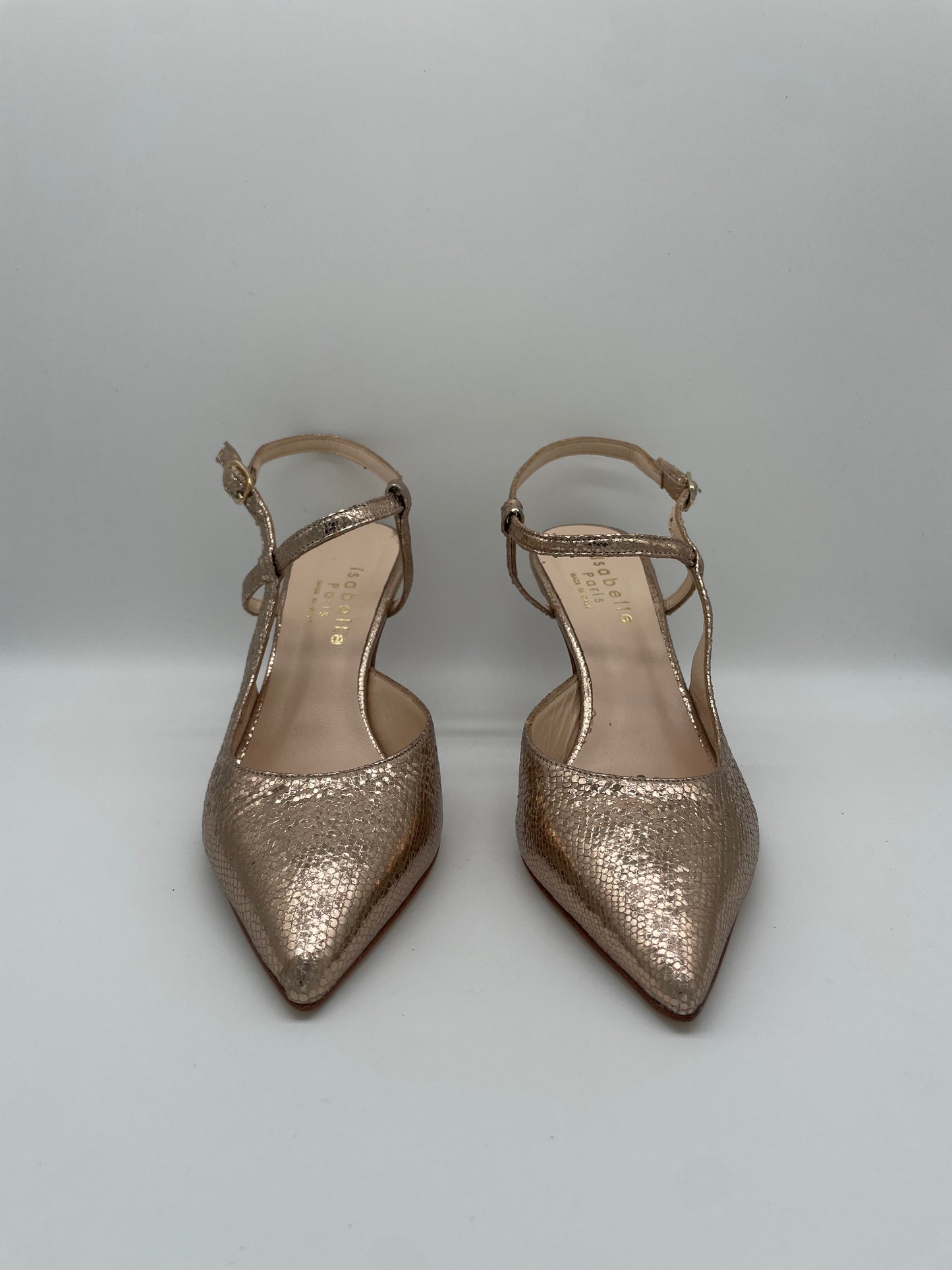 Slingback metallizzato in pelle